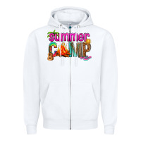 White summer camp Zipper Hoodie - NancyCooperArtShop