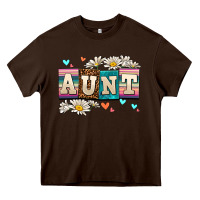 Chocolate Brown daisy aunt Heavy Core Tee - AdoDesignShop
