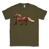 Army Green running horse Classic Tee - NancyCooperArtShop