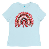 Baby Blue be mine valentines day rainbow Ladies Tee - RanaPortraitStore