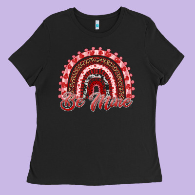 Be Mine Valentines Day Rainbow Ladies Tee Designed By Ranaportraitstore