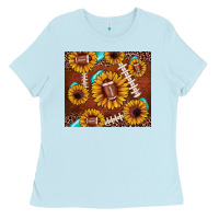 Baby Blue football leopard sunflower Ladies Tee - JahusDesignShop