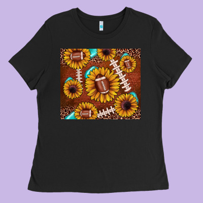Football Leopard Sunflower Ladies Tee Designed By Jahusdesignshop