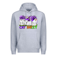 Heather Grey cat sheet ghost cats halloween Premium Hoodie - CowGirlArtShop