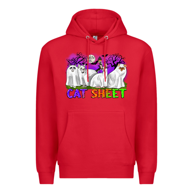 Cat Sheet Ghost Cats Halloween Premium Hoodie by CowGirlArtShop | Teevron