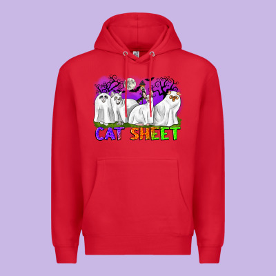 Cat Sheet Ghost Cats Halloween Premium Hoodie Designed By Cowgirlartshop