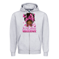 Afro Messy Bun Breast Cancer Warrior Zipper Hoodie | Teevron
