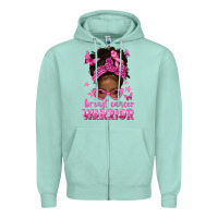 Seafoam afro messy bun breast cancer warrior Zipper Hoodie - texasbilliewilder