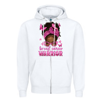 White afro messy bun breast cancer warrior Zipper Hoodie - texasbilliewilder