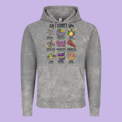 God Says I Am Mardi Gras Vintage Hoodie Designed By Maliassmallbusiness