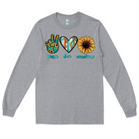 Heather Grey peace love sunshine Long Sleeve Tee - JahusDesignShop