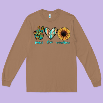 Peace Love Sunshine Long Sleeve Tee Designed By Jahusdesignshop