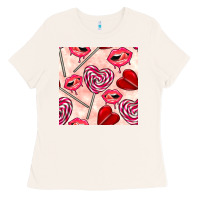 Bone valentines day lollipops and lips seamless pattern Ladies Tee - BundleAndBundleShop
