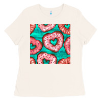 Bone valentines day heart donuts seamless pattern Ladies Tee - BundleAndBundleShop