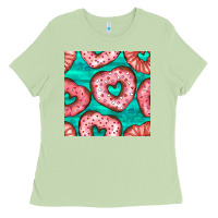 Matcha valentines day heart donuts seamless pattern Ladies Tee - BundleAndBundleShop