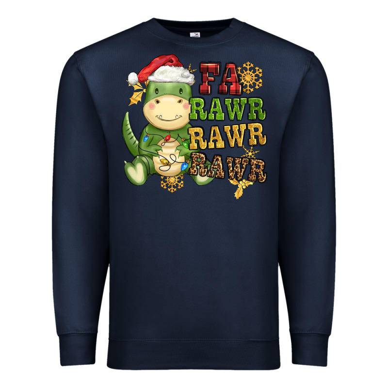 Watercolor T Rex Fa Rawr Rawr Rawr Christmas Premium Sweatshirt by CowGirlArtShop | Teevron