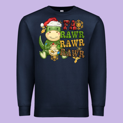 Watercolor T Rex Fa Rawr Rawr Rawr Christmas Premium Sweatshirt Designed By Cowgirlartshop