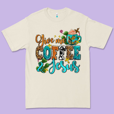 Gıve Me Coffee And Jesus Premium Tee Designed By Adodesignshop