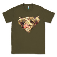 Army Green scottish cow Classic Tee - NancyCooperArtShop