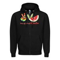 Black Peace love watermelon Zipper Hoodie - NancyCooperArtShop