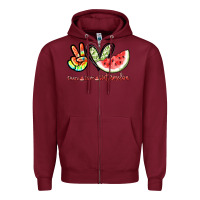 Burgundy Peace love watermelon Zipper Hoodie - NancyCooperArtShop