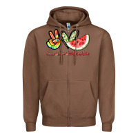 Chestnut Peace love watermelon Zipper Hoodie - NancyCooperArtShop