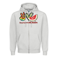 Dove Grey Peace love watermelon Zipper Hoodie - NancyCooperArtShop