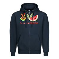 Navy Peace love watermelon Zipper Hoodie - NancyCooperArtShop