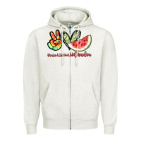 Oatmeal Heather Peace love watermelon Zipper Hoodie - NancyCooperArtShop
