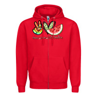 Red Peace love watermelon Zipper Hoodie - NancyCooperArtShop
