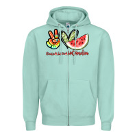 Seafoam Peace love watermelon Zipper Hoodie - NancyCooperArtShop