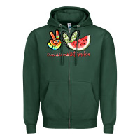 Sports Green Peace love watermelon Zipper Hoodie - NancyCooperArtShop