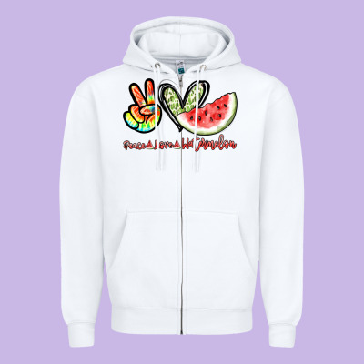 Peace Love Watermelon Zipper Hoodie Designed By Nancycooperartshop