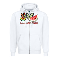 White Peace love watermelon Zipper Hoodie - NancyCooperArtShop