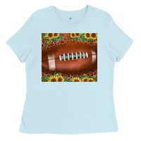 Baby Blue football leopard turquoise sunflower Ladies Tee - JahusDesignShop