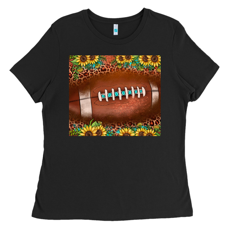 Football Leopard Turquoise Sunflower Ladies Tee by JahusDesignShop | Teevron