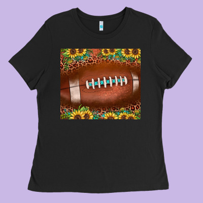 Football Leopard Turquoise Sunflower Ladies Tee Designed By Jahusdesignshop