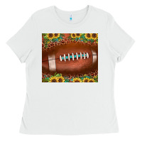 White football leopard turquoise sunflower Ladies Tee - JahusDesignShop