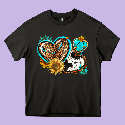 Western Leopard Pride  Hearts Heavy Core Tee Designed By Adodesignshop