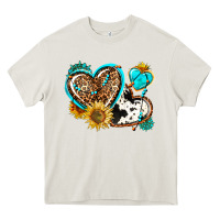 Cream western leopard pride  hearts Heavy Core Tee - AdoDesignShop