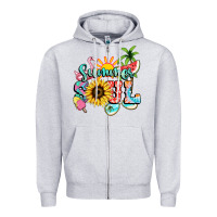 Heather Grey summer soul Zipper Hoodie - NancyCooperArtShop