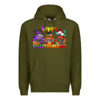 Army Green happy hallothanksmas truck Premium Hoodie - CowGirlArtShop