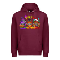 Burgundy happy hallothanksmas truck Premium Hoodie - CowGirlArtShop
