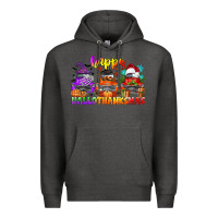 Charcoal Heather happy hallothanksmas truck Premium Hoodie - CowGirlArtShop