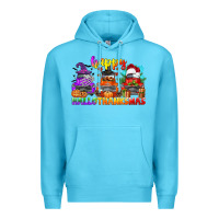 Ocean Blue happy hallothanksmas truck Premium Hoodie - CowGirlArtShop