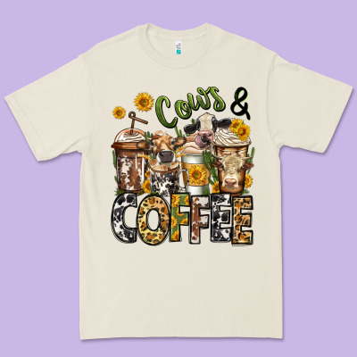 Cows And Coffee Cups Premium Tee Designed By Jasminsmagicworld