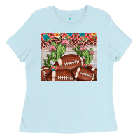 Baby Blue football leopard cactus Ladies Tee - JahusDesignShop