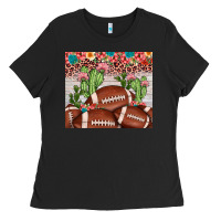 Black football leopard cactus Ladies Tee - JahusDesignShop