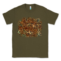Army Green leopard leather turquoise background Classic Tee - RanaPortraitStore