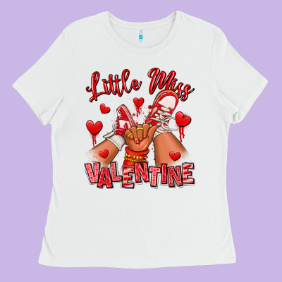 Little Miss Valentine Afro Kid Sneakers Ladies Tee Designed By Ranaportraitstore